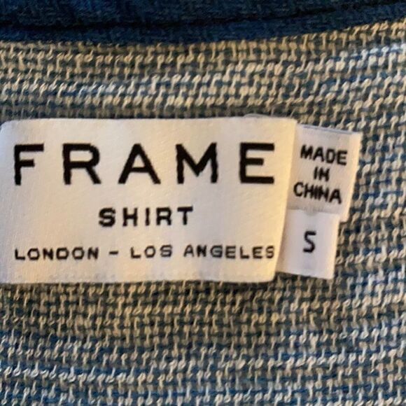 Frame blue rolled cuff sleeves navy piping size S - Picture 11 of 13